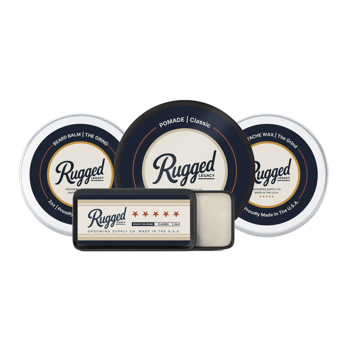 Men’s Grooming Kit | Solid Cologne | Hair Pomade | Beard Balm | Mustache Wax