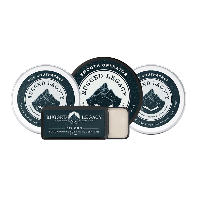 Men’s Grooming Kit | Solid Cologne | Hair Pomade | Beard Balm | Mustache Wax